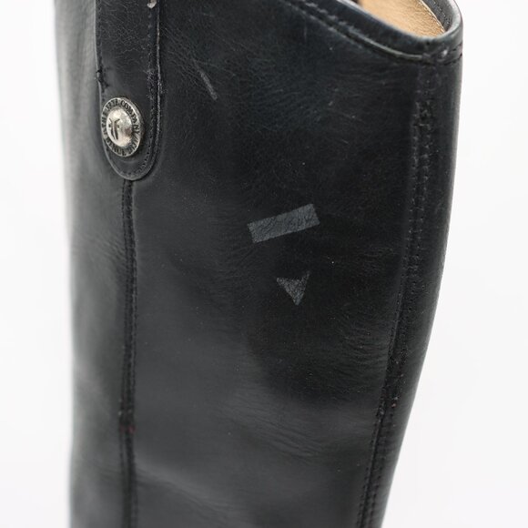 Frye 6-1/2" Genuine Black Leather Knee High Riding Boots with Low Heel - Picture 7 of 11